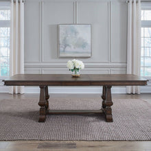 5 Piece Trestle Table Set with 4 Upholstered Chairs - Chateau Brown