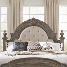 Queen Uph Poster Headboard Traditional Brown in Chestnut Finish w/ Dusty Wax