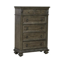 5 Drawer Chest Traditional Brown in Chestnut Finish w/ Dusty Wax