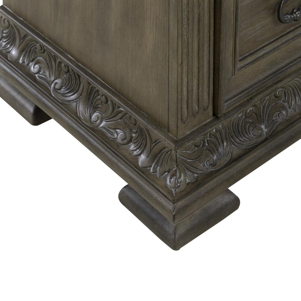 5 Drawer Chest Traditional Brown in Chestnut Finish w/ Dusty Wax