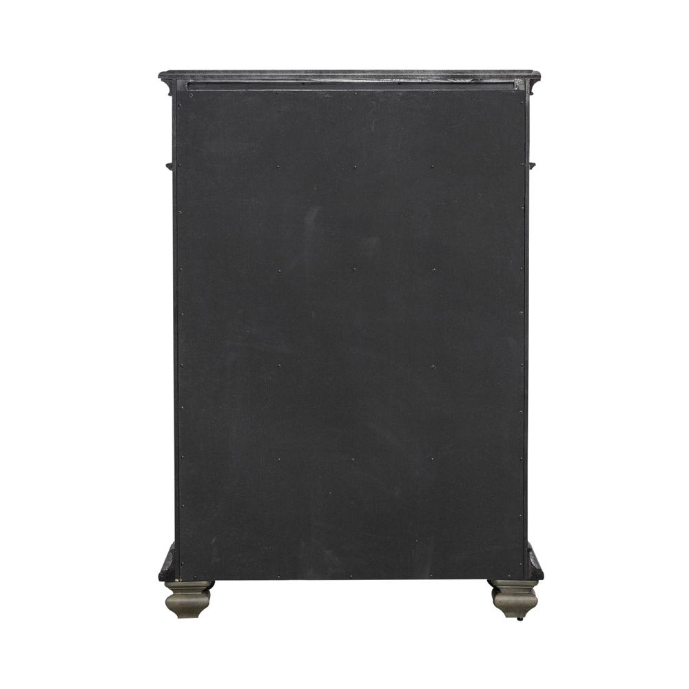 5 Drawer Chest Traditional Brown in Chestnut Finish w/ Dusty Wax