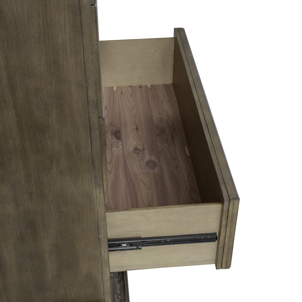 5 Drawer Chest Traditional Brown in Chestnut Finish w/ Dusty Wax