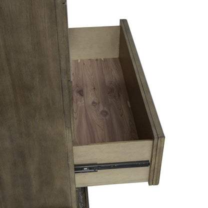 5 Drawer Chest Traditional Brown in Chestnut Finish w/ Dusty Wax