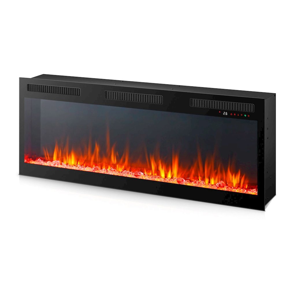 Farmhouse Fireplace TV Consoles 80 Inch with Remote Control Heating Touch Glass