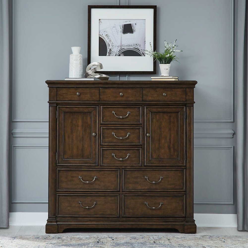 Arden Road 2 Door 10 Drawer Chest for Bedroom - Satin Cherry