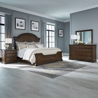 Bedroom Set - California King Poster Bed, Dresser & Mirror, Charging Nightstand