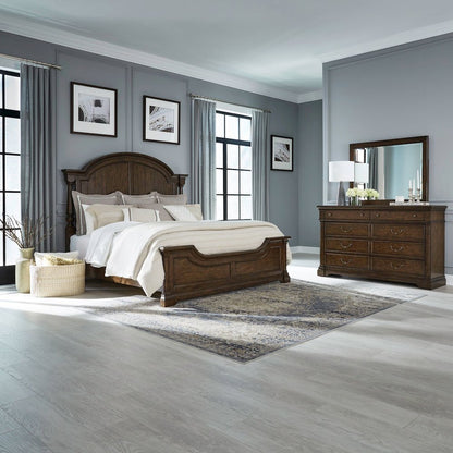 Arden Road Bedroom Set - Queen Poster Bed, Dresser & Mirror  - Satin Cherry