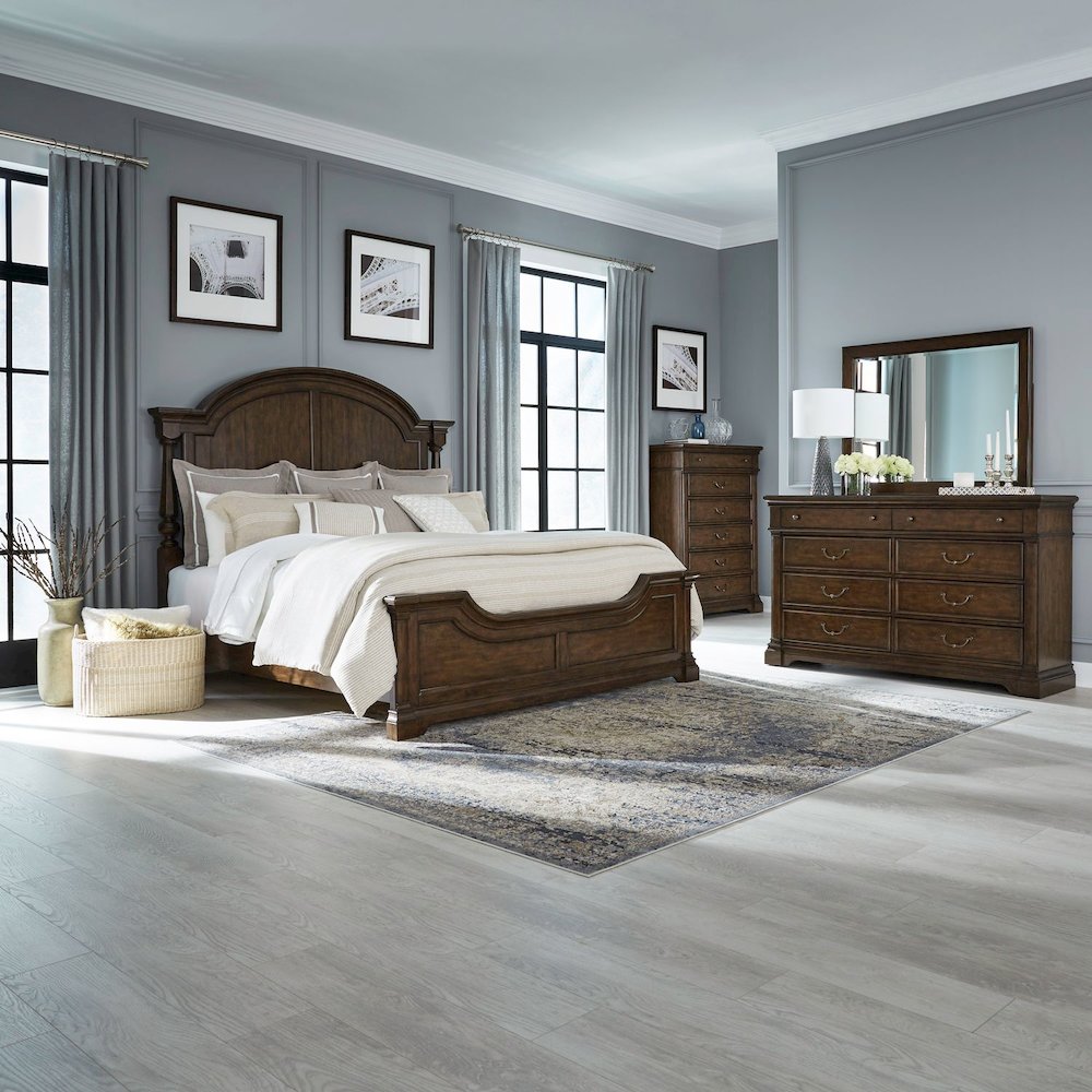 Arden Road Bedroom Set - Queen Poster Bed, Dresser & Mirror, Chest