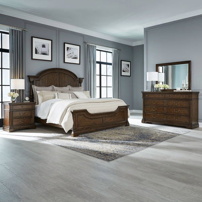 Bedroom Set - Queen Poster Bed, Dresser & Mirror, Charging Nightstand
