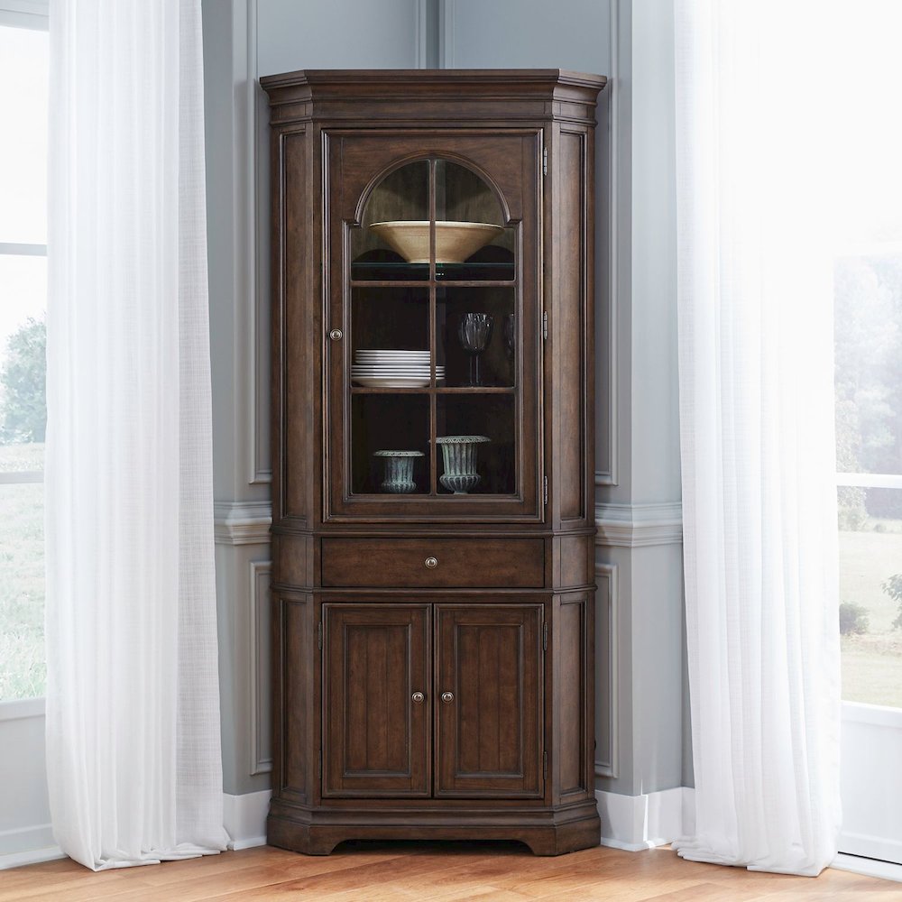 Arden Road Dining Room Corner Cabinet Display - Satin Cherry