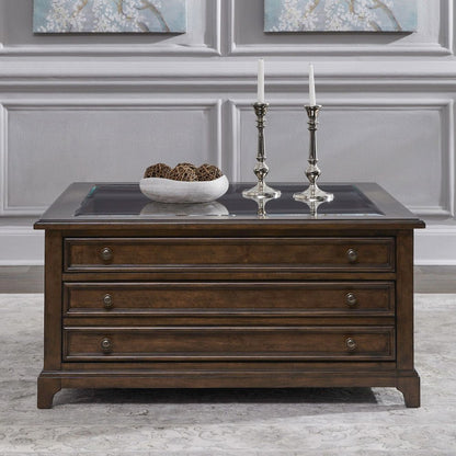 Arden Road Living Room Square Collector Cocktail Table  - Satin Cherry