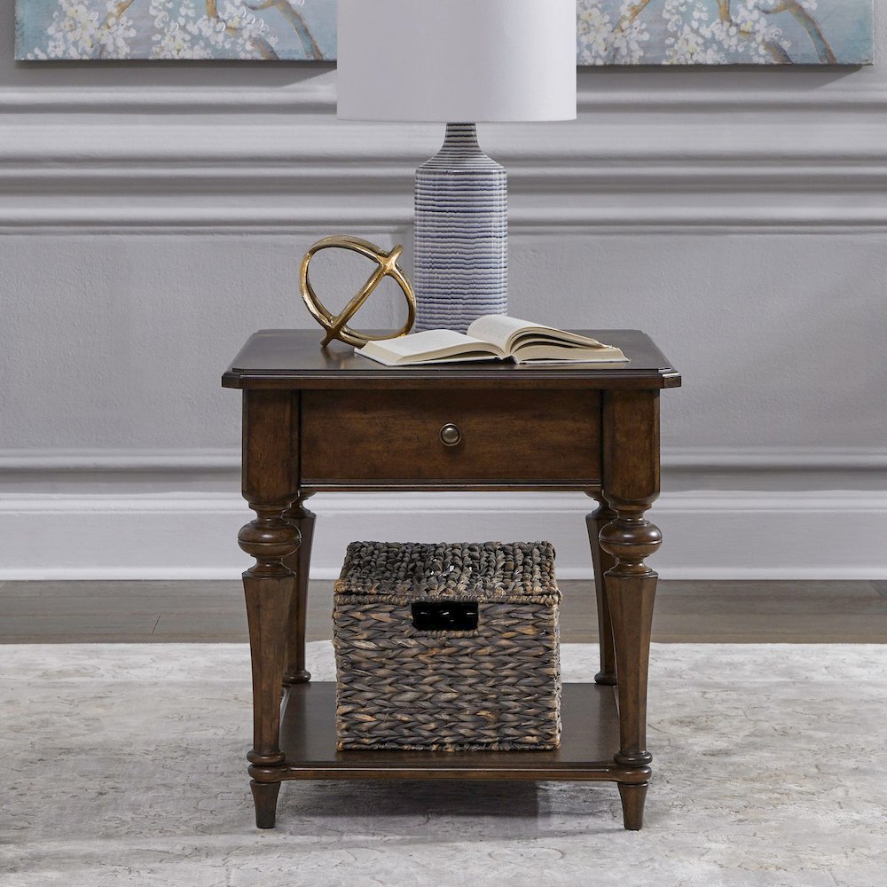 Arden Road Living Room Drawer End Table  - Satin Cherry
