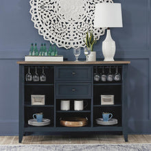 Lakeshore Server- Navy in Wirebrushed Navy w/ Wood Tone Top