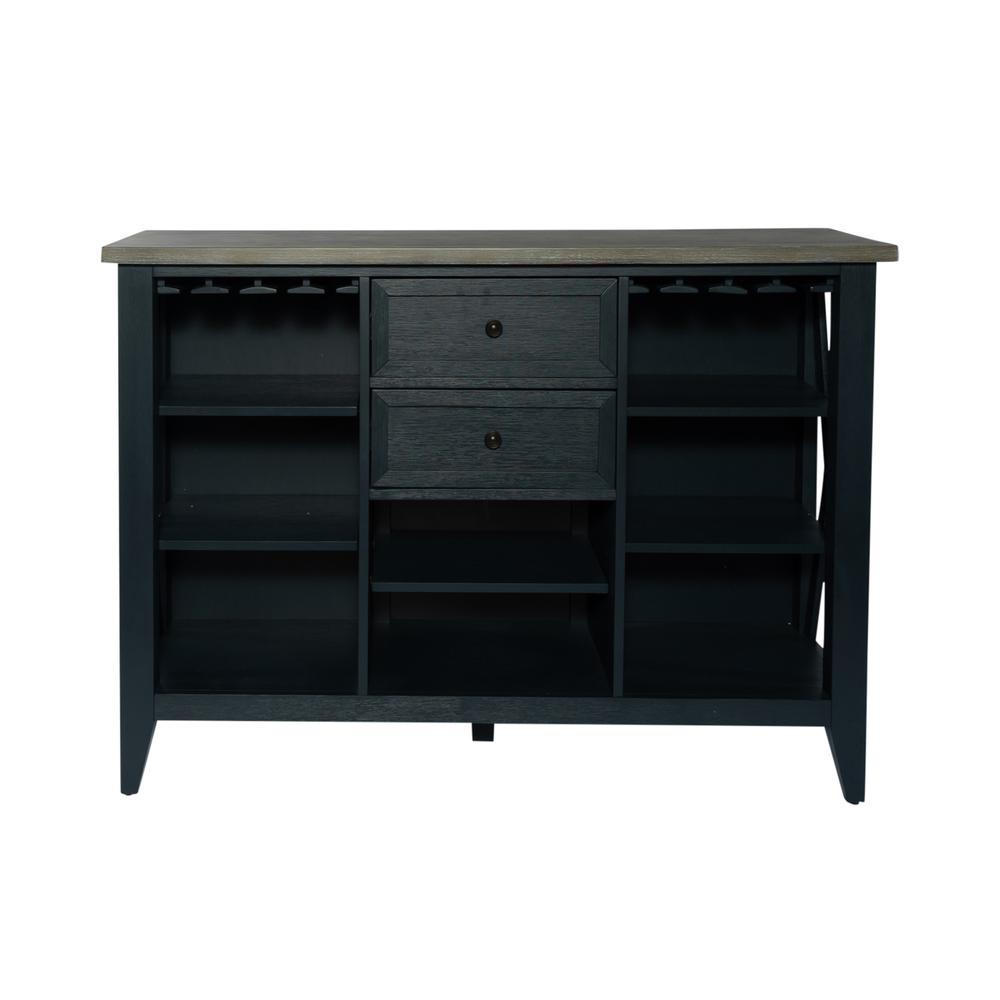 Lakeshore Server- Navy in Wirebrushed Navy w/ Wood Tone Top
