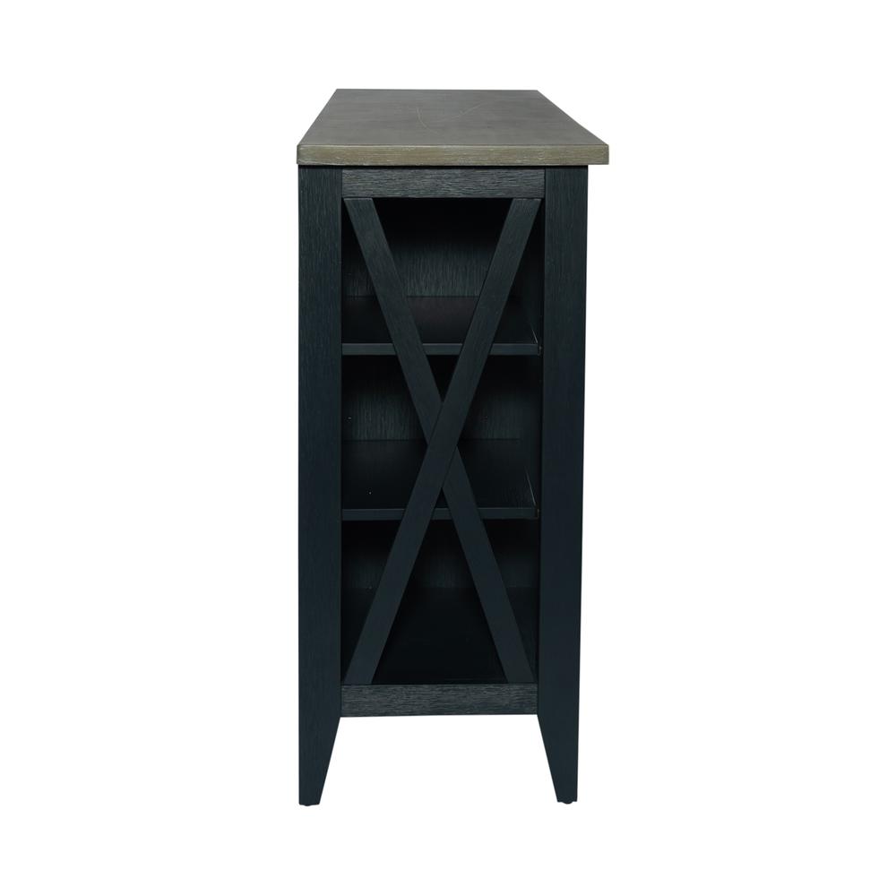 Lakeshore Server- Navy in Wirebrushed Navy w/ Wood Tone Top