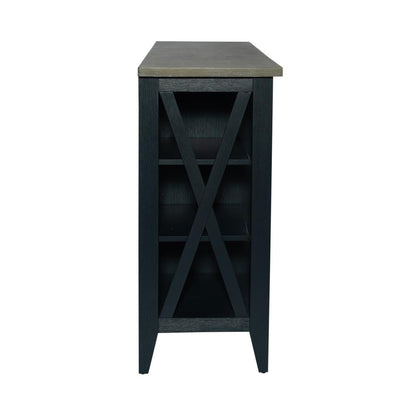 Lakeshore Server- Navy in Wirebrushed Navy w/ Wood Tone Top