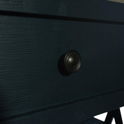 Lakeshore Server- Navy in Wirebrushed Navy w/ Wood Tone Top