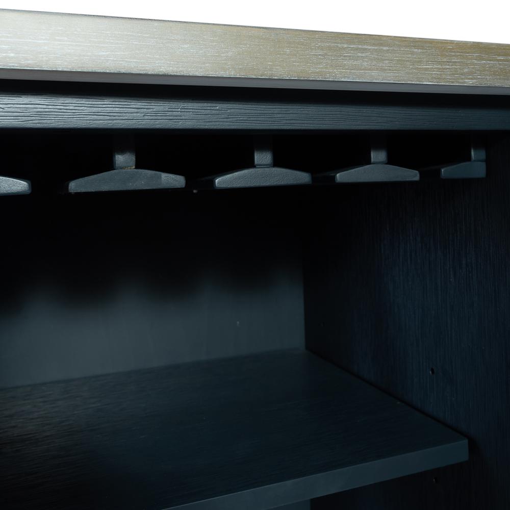 Lakeshore Server- Navy in Wirebrushed Navy w/ Wood Tone Top
