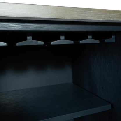 Lakeshore Server- Navy in Wirebrushed Navy w/ Wood Tone Top