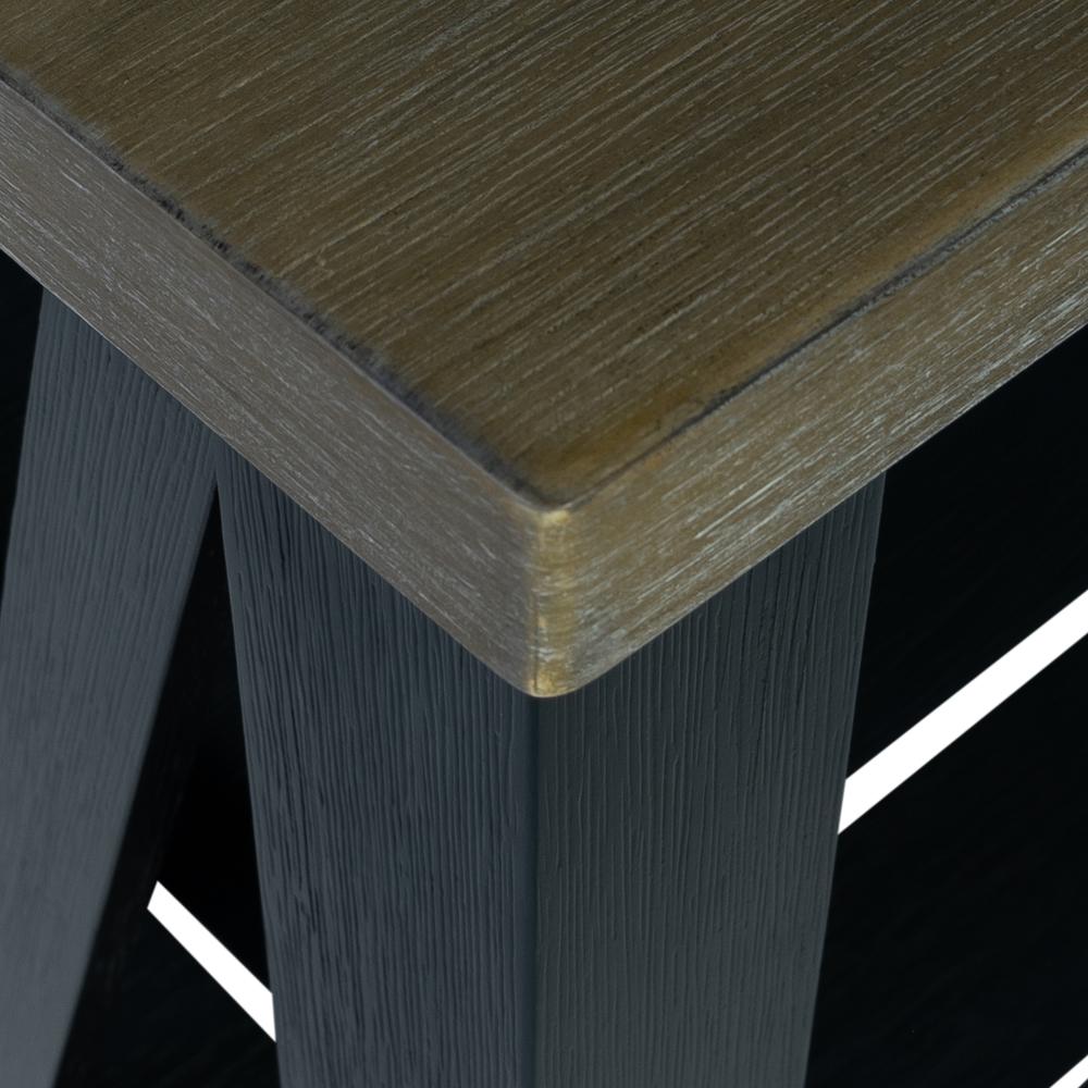 Lakeshore Server- Navy in Wirebrushed Navy w/ Wood Tone Top