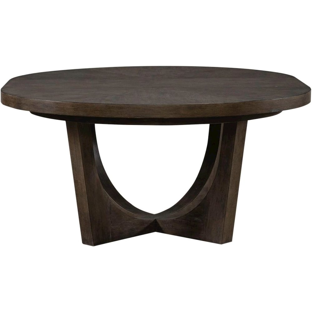 5 Piece Pedestal Table Dining Set with 4 Upholstered Chairs - Satin Espresso
