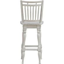 Spindle Back Swivel Bar Stools - Set of 2  - Antique White & Weathered Bark
