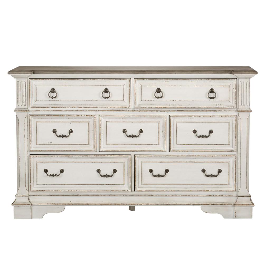Abbey Park 7 Drawer Dresser in Antique White