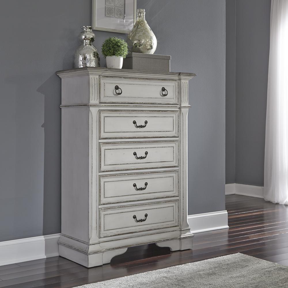 Abbey Park 5 Drawer Chest in Antique White
