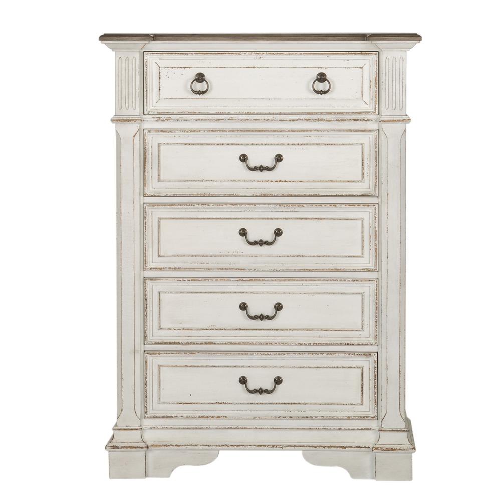 Abbey Park 5 Drawer Chest in Antique White