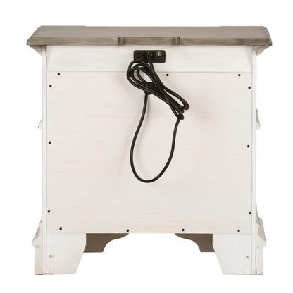 Abbey Park 2 Drawer Night Stand w/ Charging Station in Antique White