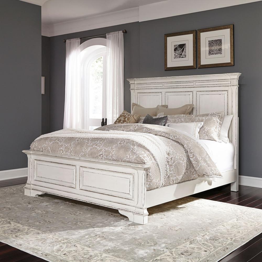 Abbey Park King California Panel Bed in Antique White