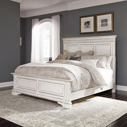 Abbey Park King California Panel Bed in Antique White