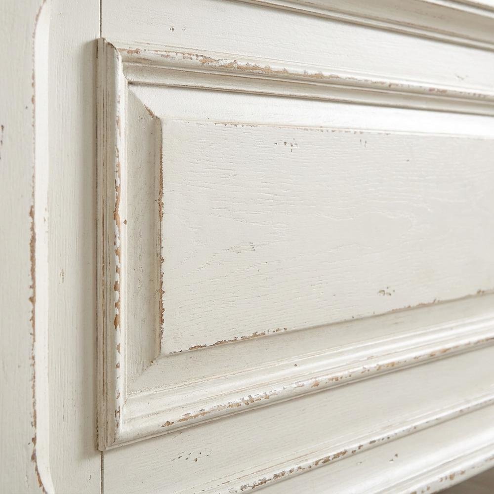 Rubberwood Solid Wood King Panel Bed with Headboard, White