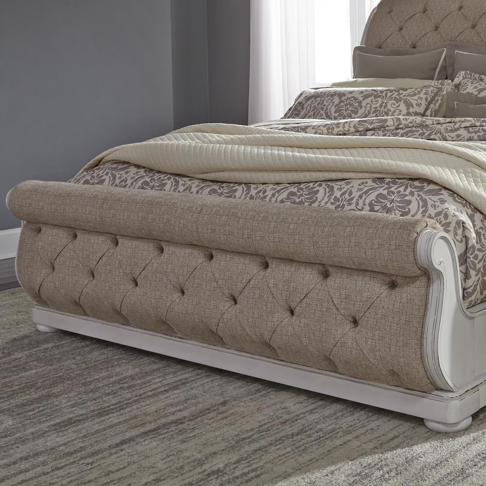 Abbey Park King Upholstered Sleigh Bed in Antique White