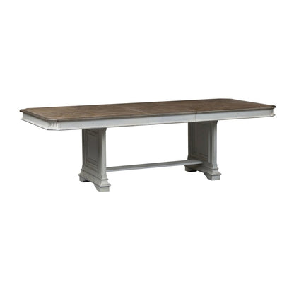 5 Piece Trestle Table Set in Rubberwood Solids w/ White Oak & Birch Veneers
