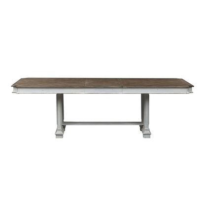 5 Piece Trestle Table Set in Rubberwood Solids w/ White Oak & Birch Veneers