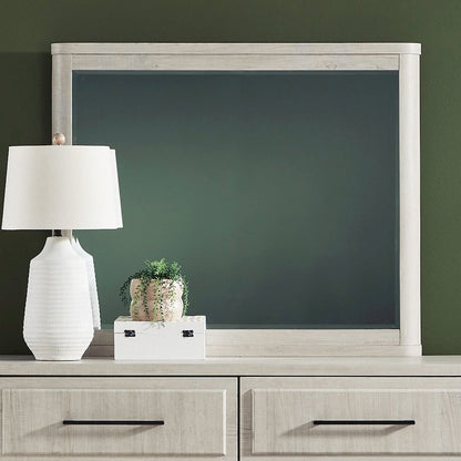 Modern Play Rectangular Landscape Mirror - Natural White Wood Frame