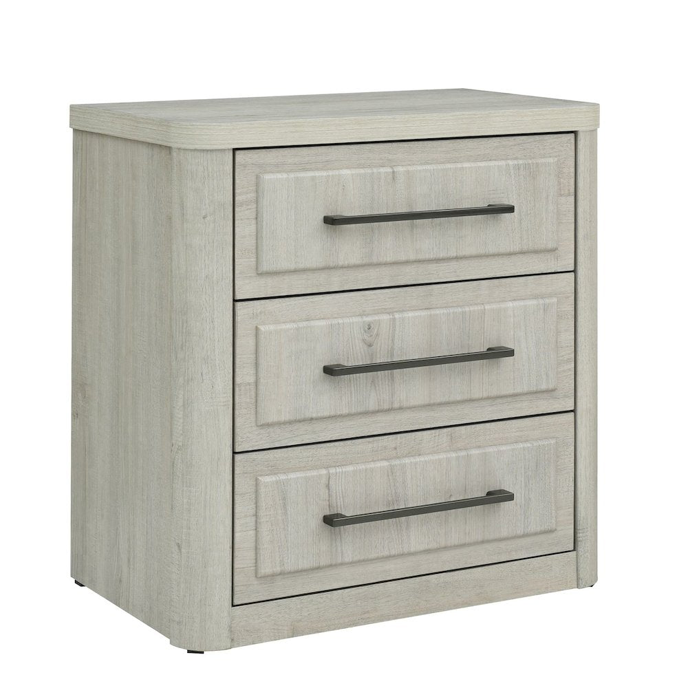 Modern Play Bedroom Nightstand with AC USB Charging Station - Natural White