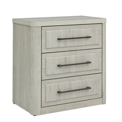 Modern Play Bedroom Nightstand with AC USB Charging Station - Natural White