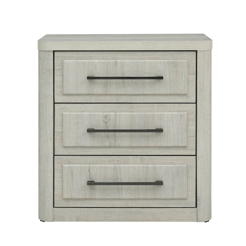 Modern Play Bedroom Nightstand with AC USB Charging Station - Natural White