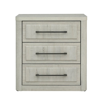 Modern Play Bedroom Nightstand with AC USB Charging Station - Natural White
