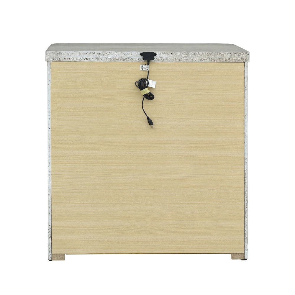 Modern Play Bedroom Nightstand with AC USB Charging Station - Natural White