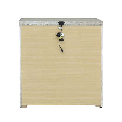 Modern Play Bedroom Nightstand with AC USB Charging Station - Natural White