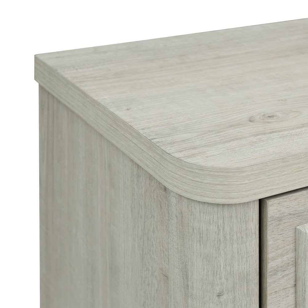 Modern Play Bedroom Nightstand with AC USB Charging Station - Natural White