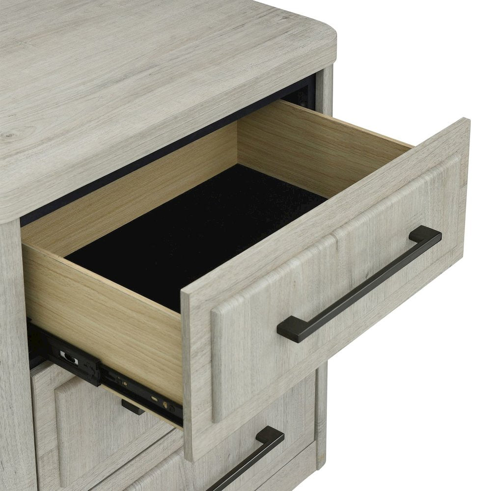 Modern Play Bedroom Nightstand with AC USB Charging Station - Natural White