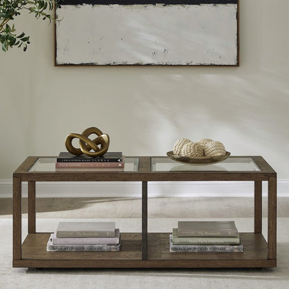 Bayhill Trellis Cocktail Table for Living Room - Honey w/ Black Metal Accents