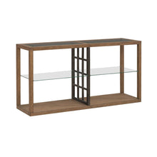 Bayhill Trellis Sofa Table for Living Room - Honey w/ Black Metal Accents