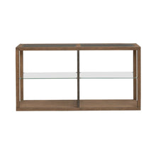 Bayhill Trellis Sofa Table for Living Room - Honey w/ Black Metal Accents