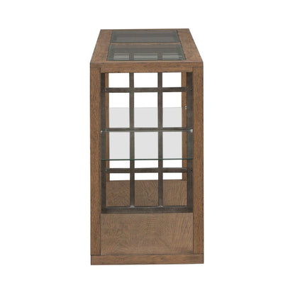 Bayhill Trellis Sofa Table for Living Room - Honey w/ Black Metal Accents