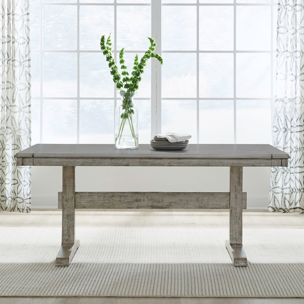 Hallendale 5 Piece Trestle Table Set - Gravel Wash